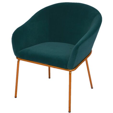MEUBLER DESIGN Chaise Avec Accoudoirs Velours Pied Or Muleur - Velours Vert, Métal, Mousse polyéthylène, Style Art déco, 60 x 60 x 78 cm