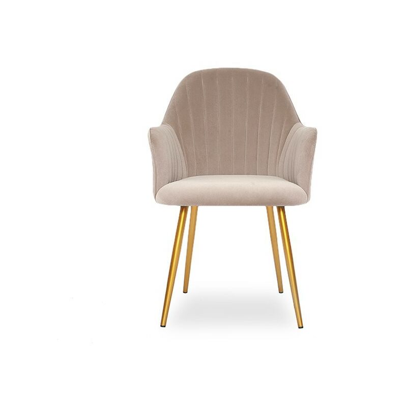 Chaise De Salle à Manger Velours Pied Or Skull - Taupe, Velours, Métal, Style Art déco, 60 x 58 x 75 cm - Meubler Design