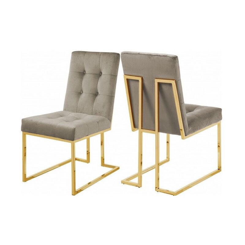 Meubler Design - Chaise - Fauteuil Luxuria Velours Pieds Or Ou Metal - Pied Or Velours Taupe, Style , 48 x 53 x 93 cm