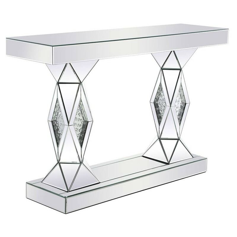 meubler design - console en verre miroir orient, verre, miroir, rectangulaire, style baroque, 100 x 35 75 cm