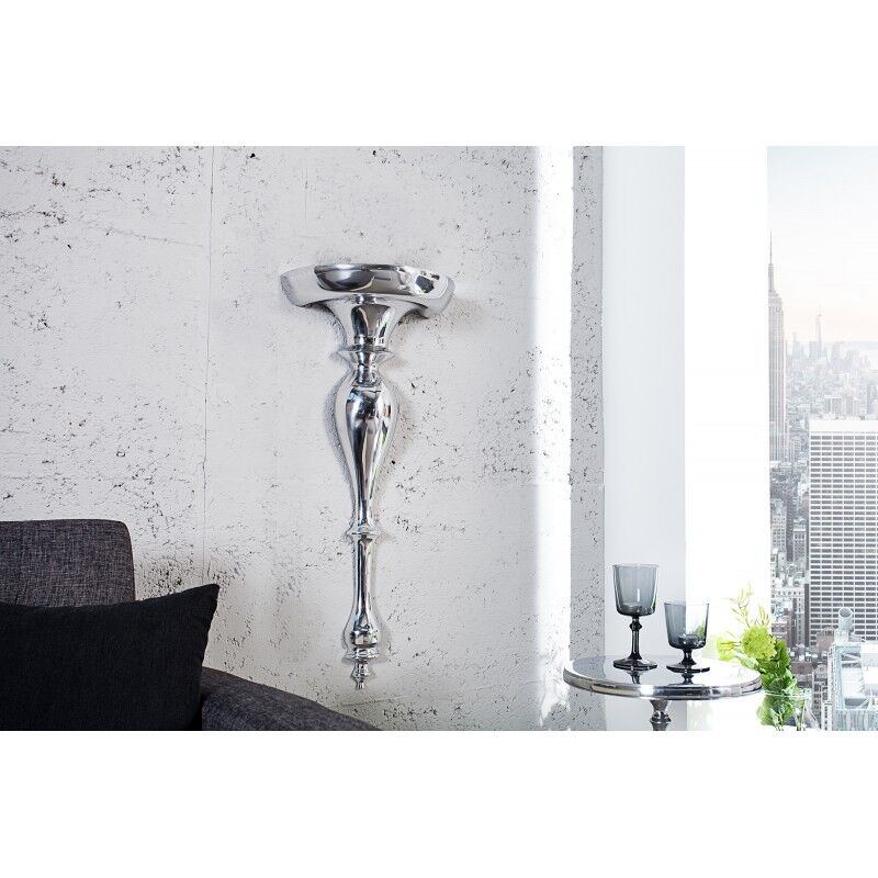 Console Murale Baroque Scala 80cm Argent Aluminium Étagère Murale, Style , x x cm - Meubler Design