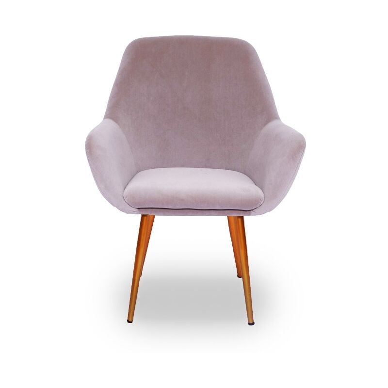 Meubler Design - Fauteuil Scandinave Baoba Velours - Velours Taupe, Métal, Mousse polyéthylène, Style Art déco, 68 x 63 x 86 cm