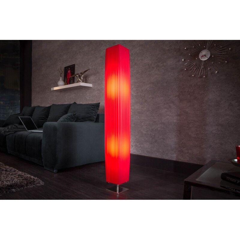 Lampadaire Design Moderne Paris 120cm Rouge Abat-jour Plissé Lampadaire, Style , 15 x 15 x 120 cm - Meubler Design