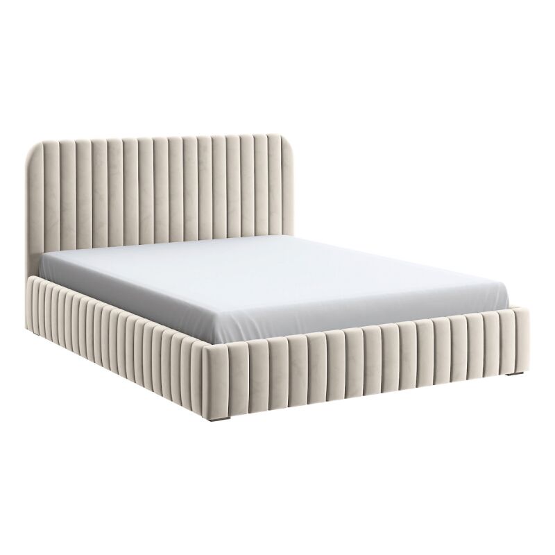 Lit Coffre En Tissu Velours Avec Tête De Lit + Sommier à Lattes - Lior - Velours Beige - 160x200, Style , x x cm - Meubler Design Lit Coffre En Tissu Velours Avec Tête De Lit + Sommier à Lattes - Lior - Velours Beige - 160x200, Style , x x cm - Meubler Design
