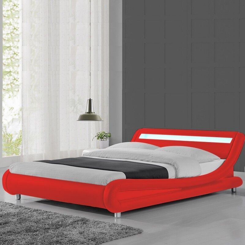 Lit led design Julio - Couleurs - Rouge, Tailles - 160x200