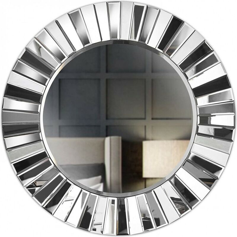 meubler design - miroir mural rond 3d, salon, couloir, verre, miroir, rond, style contemporain, 80 x 3.5 cm