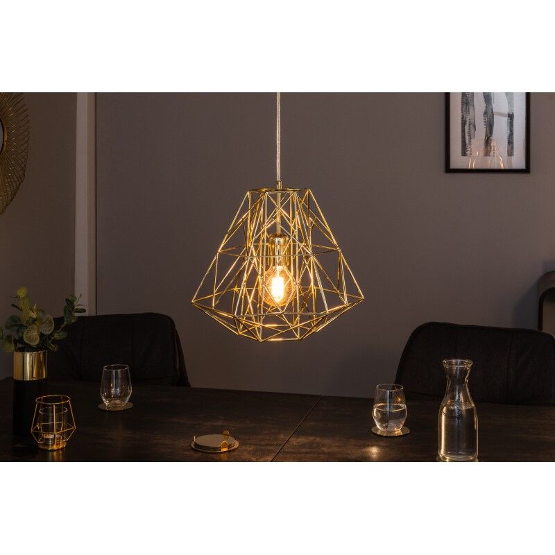 Suspension Filigrane Cage s Or Design Industriel, Style , 36 x 36 x 30 cm - Meubler Design