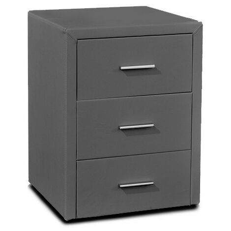 MEUBLER DESIGN Table Chevet 3 Tiroirs Kasi - Gris, Polyuréthane, Carré, Style Contemporain, 44 x 44 x 59 cm
