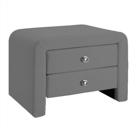 MEUBLER DESIGN Table Chevet Design Eva - Gris, Polyuréthane, Rectangulaire, Style Contemporain, 50 x 38 x 37 cm