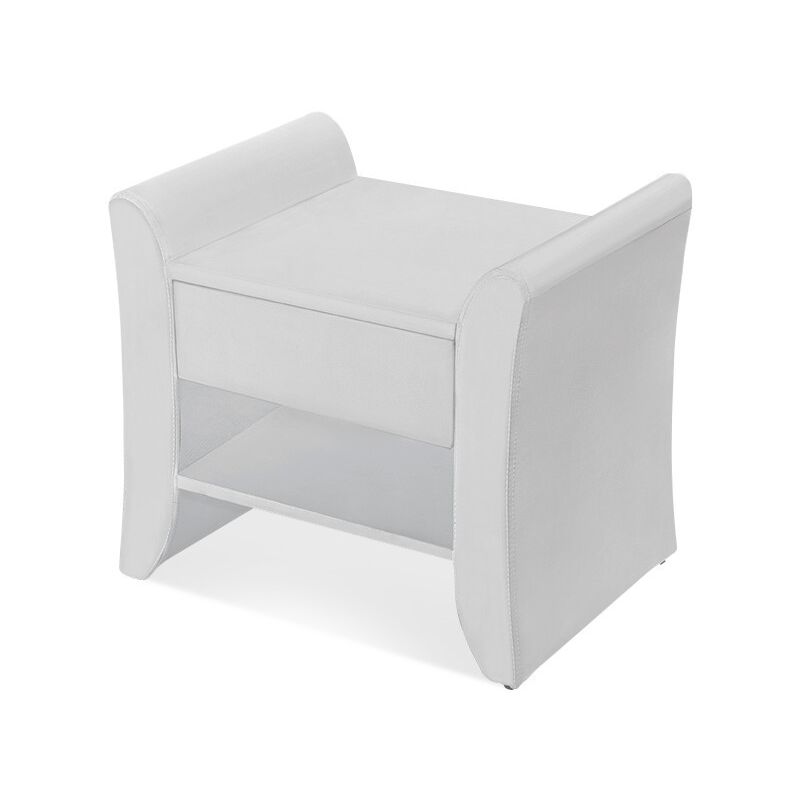 Table De Chevet Nova - Table De Nuit - Design - Blanc, Polyuréthane, Rectangulaire, Style Contemporain, 47 x 37 x 44 cm - Meubler Design