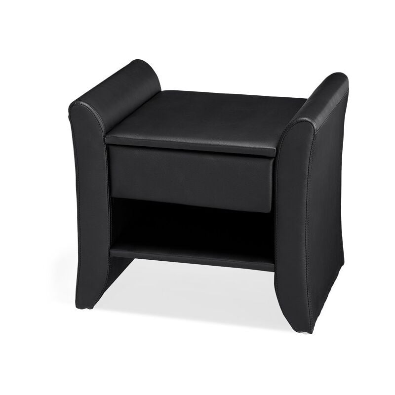 MEUBLER DESIGN Table De Chevet Nova - Table De Nuit - Design - Noir, Polyuréthane, Rectangulaire, Style Contemporain, 47 x 37 x 44 cm