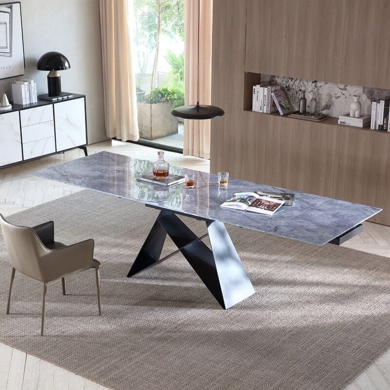 Table De Salle à Manger Extensible En Céramique Prometheus 180-220-260cm Céramique Marbre Bleu, Style , x x cm - Meubler Design