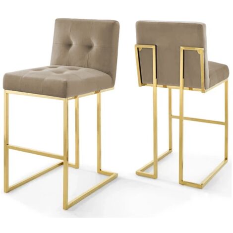 MEUBLER DESIGN Tabouret De Bar Moderne Tabouret De Cuisine Base En Métal Or Luxuria, Velours, Style , 46 x 52 x 95 cm