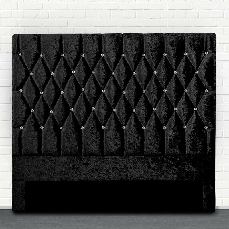 tête de lit capitonné avec strass focus - noir - 140 cm, tissu, rectangulaire, style baroque, 140 x 4.5 x 83 cm - noir - meubler design