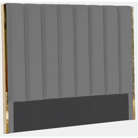 MEUBLER DESIGN Tête De Lit Simili Cuir Et Or Veneto - Polyuréthane Gris - 140 Cm, Style Art déco, 150 x 8 x 140 cm