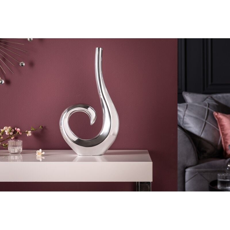 Meubler Design - Vase Moderne Wave 48cm Argenté Aluminium Poli Décoration, Style , x x cm