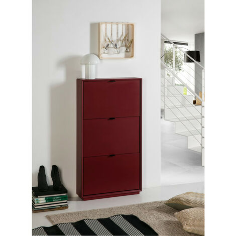 Meubles à chaussures BOBOCHIC XS - Meuble à chaussures 3 portes LILA rouge - Rouge