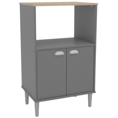 MIROYTENGO Meubles auxiliaires de cuisine gris à micro-ondes avec 58x95 cm