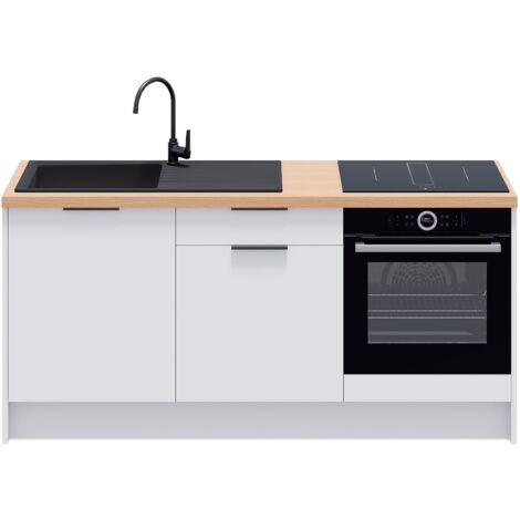Meubles bas de cuisine - L. 185 cm - blanc - Luzia