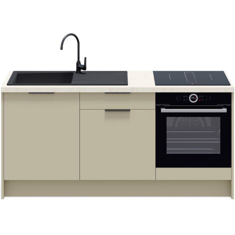 Meubles bas de cuisine - L. 185 cm - vert sauge - Luzia