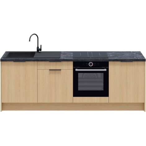 Meubles bas de cuisine - L. 245 cm - chêne clair - Sierra