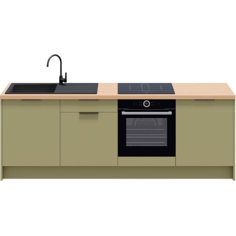 Meubles bas de cuisine - L. 245 cm - vert olive - Luzia