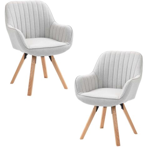 MEUBLES COSY 2er-Set CARSON skandinavische drehbare Esszimmersessel aus beigem Stoff