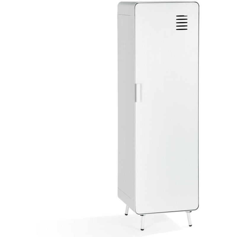 Meubles Cosy - Armoire/meuble de rangement en métal blanc cassé de style industriel avec étagères