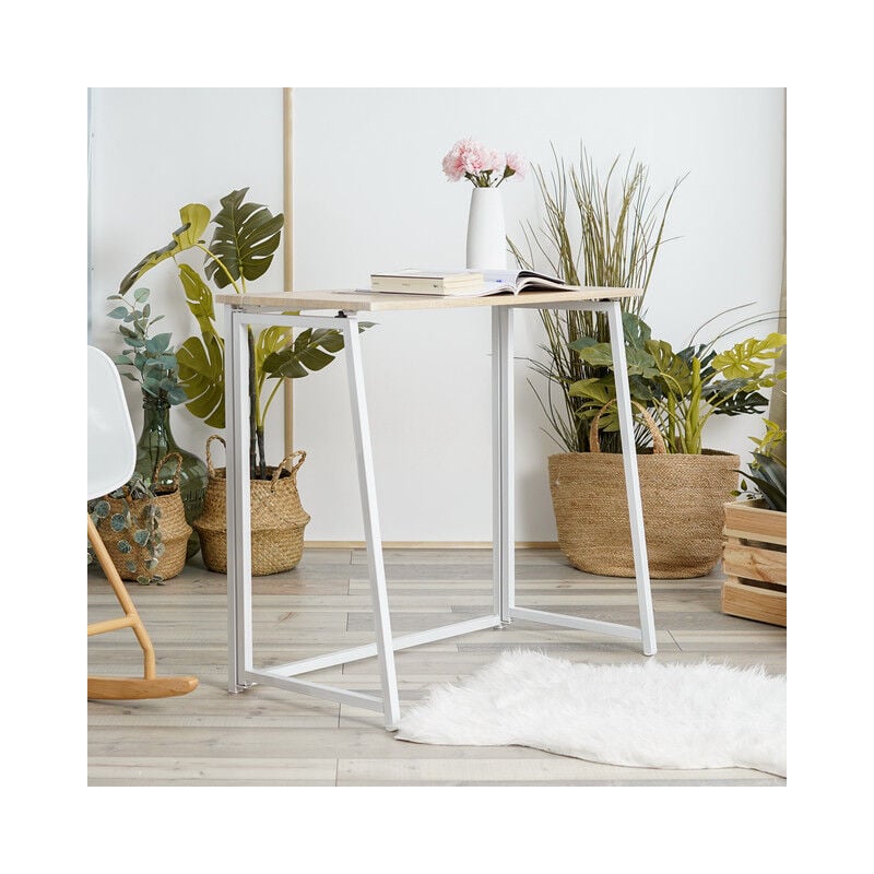 MEUBLES COSY Bureau Pliant pour Petits Espaces Table d'Ordinateur Pliante pour Bureau Domicile Poste de Travail Style scandinave Pieds en Métal