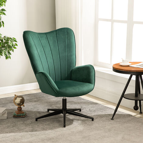 MEUBLES COSY  Fauteuil, Chaise de Loisirs - Pivotant à 360 Degrés - Siège et Dossier Rembourrés - Cadre et Base en Métal - Style Scandinave