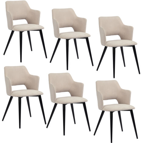 MEUBLES COSY Ensemble de 6 chaises de salle à manger scandinaves en tissu beige