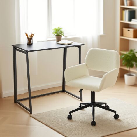 MEUBLES COSY Ensemble table et chaises : chaise beige (réglable en hauteur, pivotante) + table pliante noire