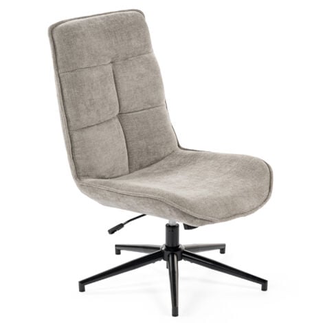 MEUBLES COSY Fauteuil de relaxation, sans accoudoirs, avec revêtement en tissu gris, réglable, pivotant et pieds en acier style vintage,CHARLOTTE