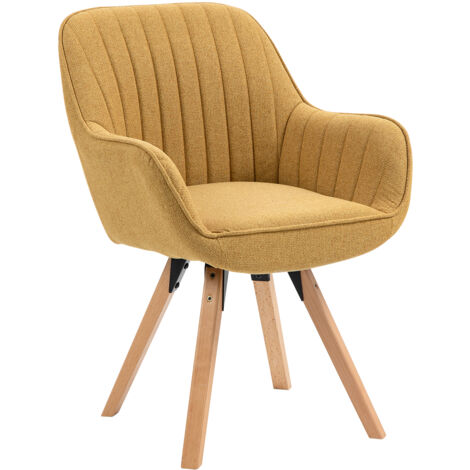 MEUBLES COSY Fauteuil de salle à manger rotatif scandinave CARSON en tissu jaune