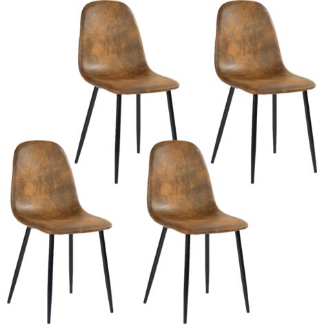 MEUBLES COSY Juego de 4 sillas de diseño escandinavo, tela de ante marrón, patas de metal negras, comedor, sala de estar, oficina, dormitorio, 3940,585,5 cm