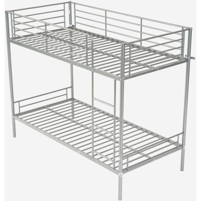 MEUBLES COSY Lit superposé adulte urbain en métal gris époxy - Sommiers inclus - l 90 x L 190 cm (Matelas non inclus)