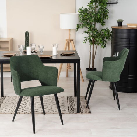 MEUBLES COSY Chaises de Salle à Manger, Fauteuil, Chaise de Loisirs - Rembourrage en Tissu - Cadre en métal à l'intérieur - Pieds en Acier - Style Scandinave - Lot de 2
