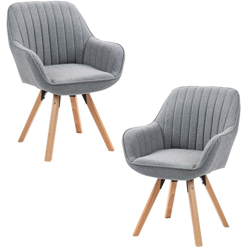 Meubles Cosy - Lot de 2 fauteuil de salle à manger rotatif scandinave carson en tissu gris