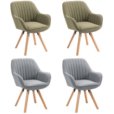 MEUBLES COSY Lot de 4 Chaise Salle à Manger Scandinave Fauteuil Coiffeuse Siège Pivotant avec Accoudoirs pour Chambre Salon Cuisine Bureau, Multicolore