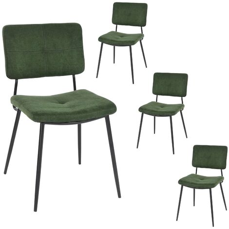 MEUBLES COSY Lot de 4 chaises de salle à manger - Scandinave - avec Dossier Assise Rembourrée - en Tissu vert - Pieds en métal - pour Cuisine Salon Chambre Bureau