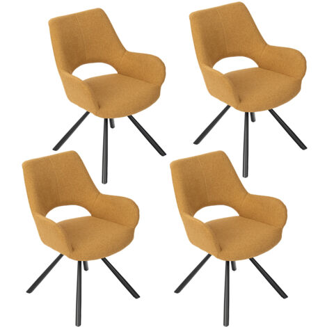 MEUBLES COSY Lot de 4 chaises de Salle à Manger Scandinave  Chaise Croisée BETH en tissu jaune