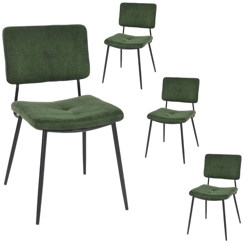 Meubles Cosy - Lot de 4 chaises de salle à manger scandinave karomi en Tissu vert