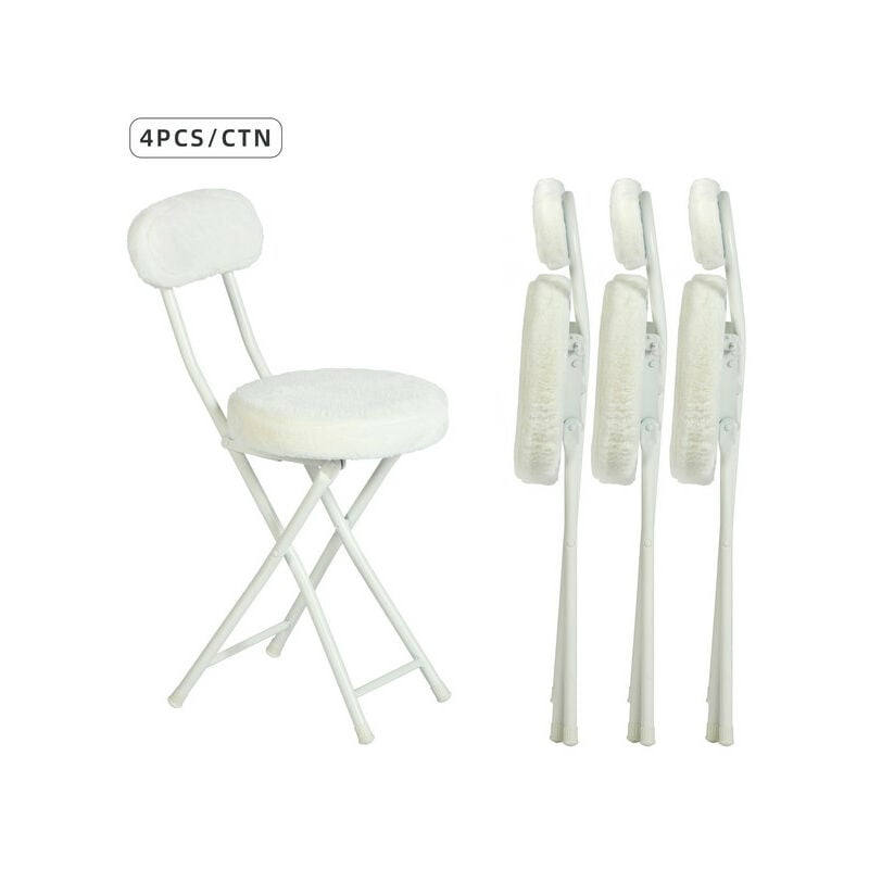 MEUBLES COSY Lot de 4 Chaises pliantes salle à manger en tissu effet fourrure ERNST