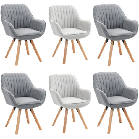 MEUBLES COSY Lot de 6 Chaise Salle à Manger Scandinave Fauteuil Coiffeuse Siège Pivotant avec Accoudoirs pour Chambre Salon Cuisine Bureau, Multicolore