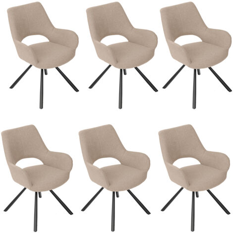 MEUBLES COSY Lot de 6 chaises de Salle à Manger Scandinave  Chaise Croisée BETH en tissu beige