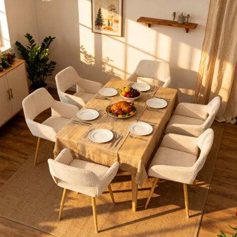 MEUBLES COSY Lot de 6 Fauteuil Chaises de salle à manger scandinave en microfibre Beige Clair