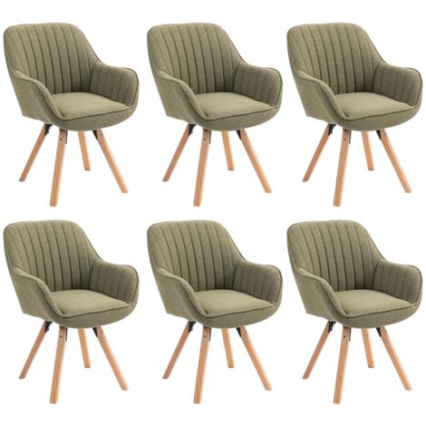 MEUBLES COSY Lot de 6 fauteuil de salle à manger rotatif scandinave CARSON en tissu vert