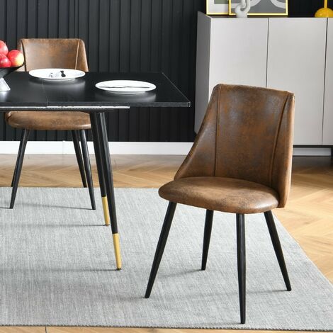 MEUBLES COSY Sedia da pranzo con rivestimento effetto pelle scamosciata, sedile E1 da 18 mm e gambe in metallo in stile scandinavo