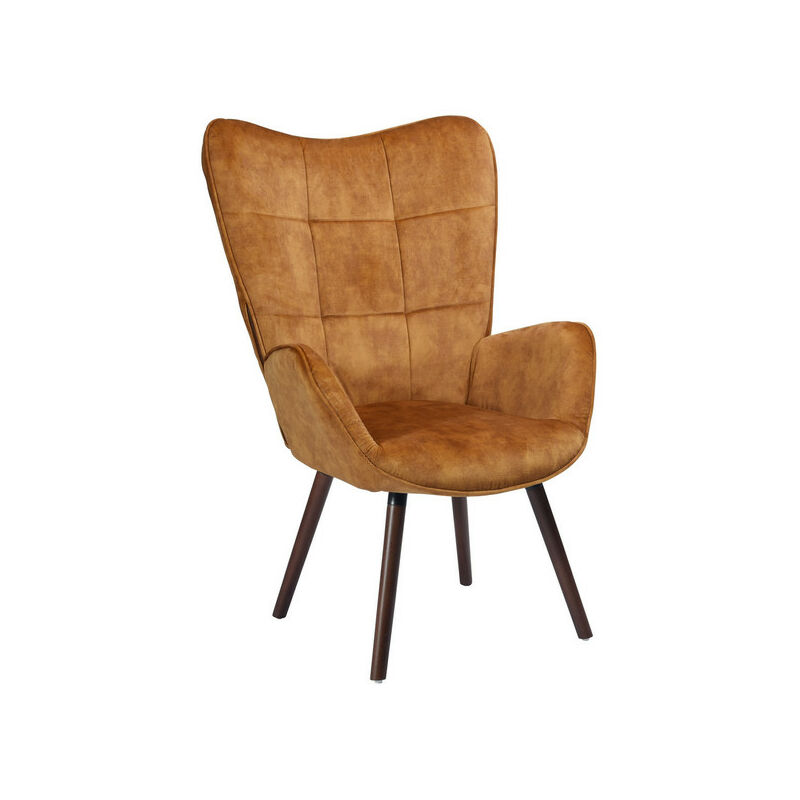 Meubles Cosy - Sessel - gepolsterter Stuhl - aus Stoff - Beine aus dunklem Buchenholz - SENF