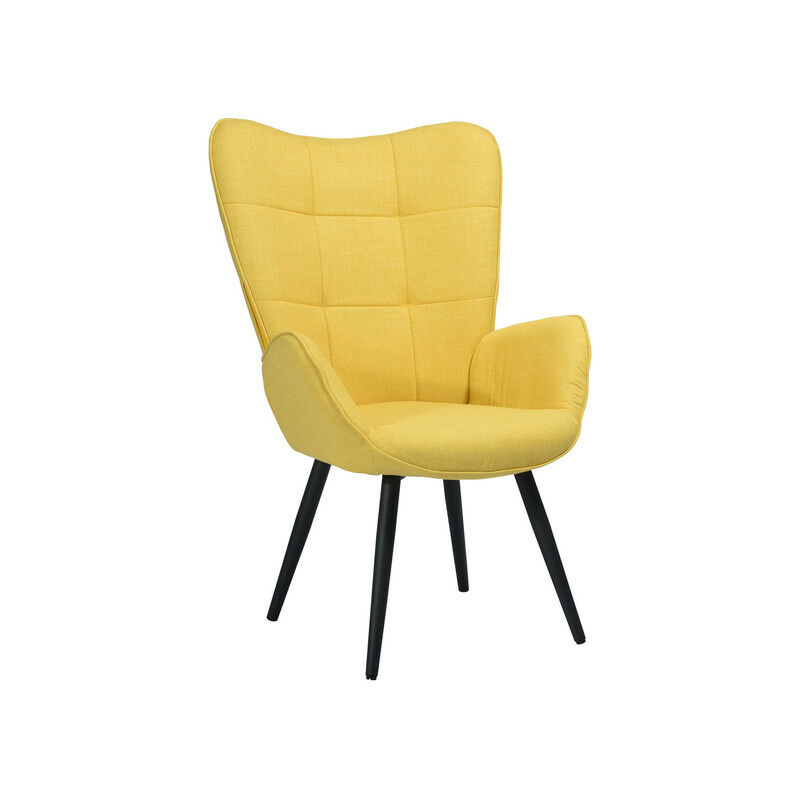 Meubles Cosy - Gelber Sessel – Polsterstuhl – Wohnzimmer – Skandinavischer Stil – Stoff und schwarze Metallfüße – 68 x 74 x 106 cm - GELB
